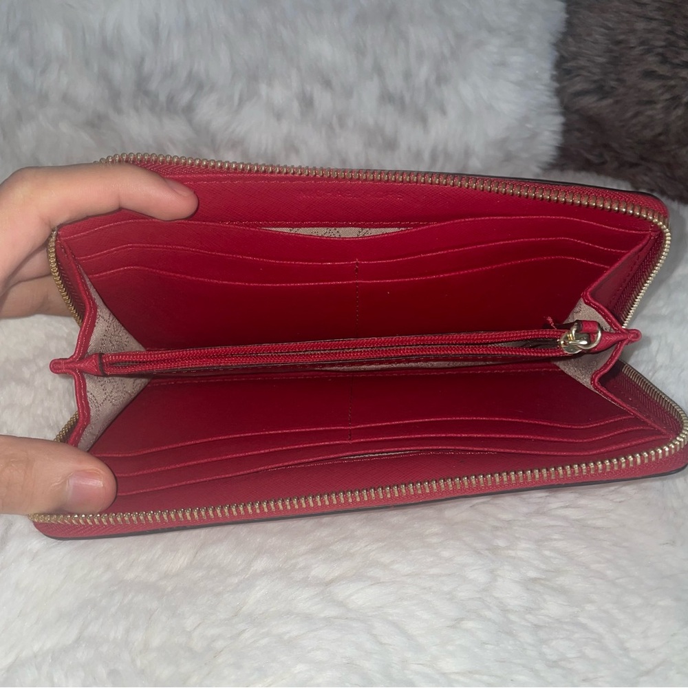 Red saffiano leather Continental wallet large Michael Kors wallet - Picture 5 of 16